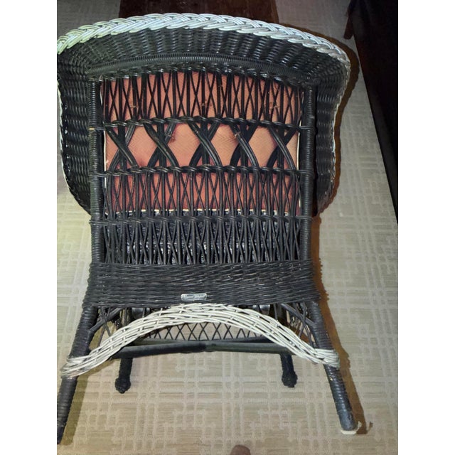 Antique Heywood-Wakefield Black Wicker Lounge Chair, Bar-Harbor Style For Sale In Los Angeles - Image 6 of 9
