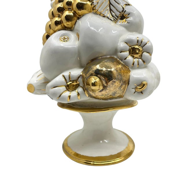 Vintage Trompe l'Oeil Porcelain and Gold Leaf Fruit Topiaries - a Pair For Sale - Image 4 of 13