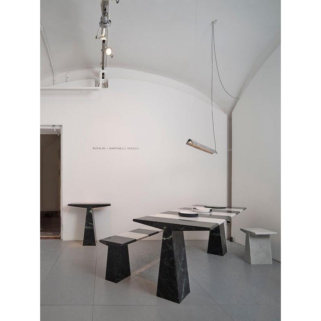 Not Yet Made - Made To Order Alcm Horizontal Pendant Lamp in Verde Alpi & Carrara Marbles by Bufalini Design For Sale - Image 5 of 13