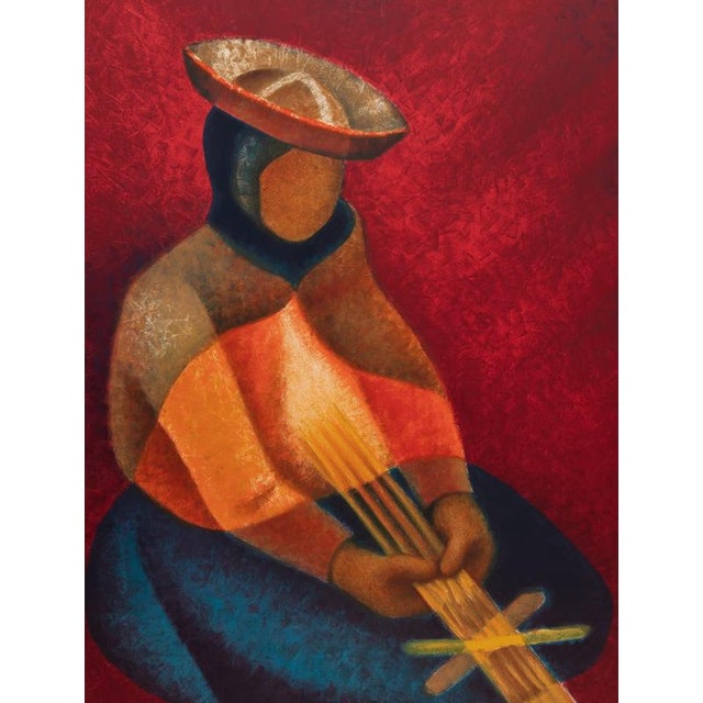 Modern Louis Toffoli, Peruvian Woman Who Weaves, Lithograph For Sale - Image 3 of 5