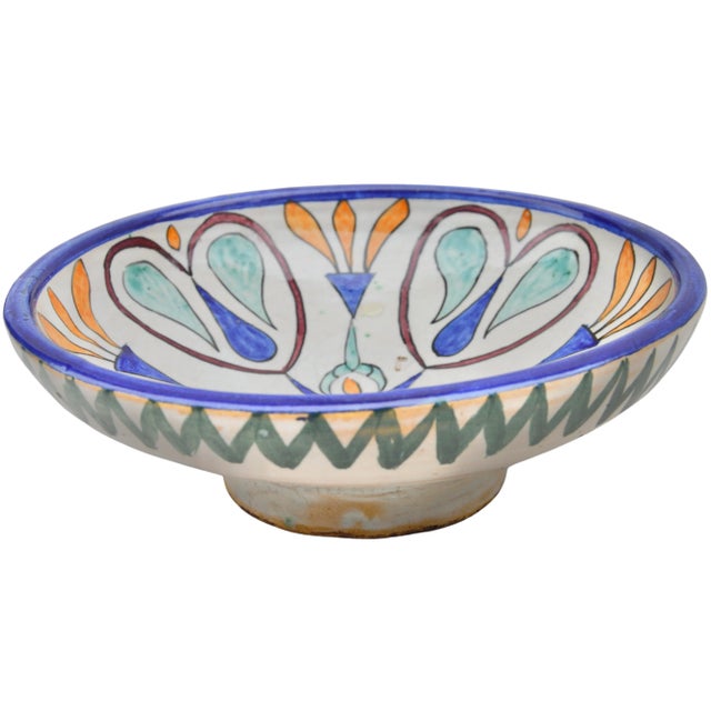 Blue Late 19th Century Colorful Andalusian Floral Pattern Ceramic Bowl For Sale - Image 8 of 10