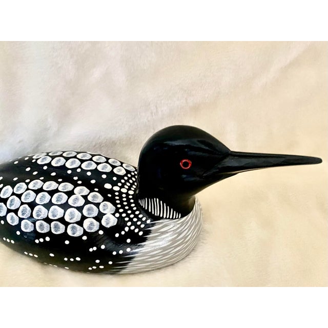 Wood Vintage Folk Art Statue Loon L. L. Bean Carved Wood Vintage Stunningly Exquisite Waterfowl Wooden Decorative Decoy Folk Art Statue Mint Condition For Sale - Image 7 of 18