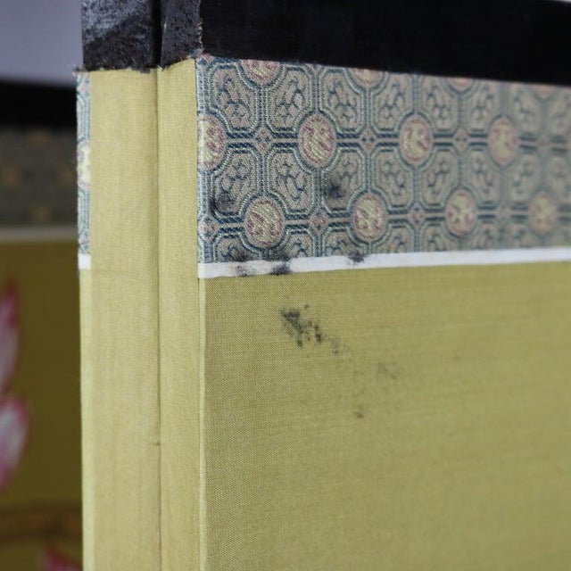 Chinese Floral Decorated and Ebonized Folding Table Screen 20thC For Sale - Image 15 of 15