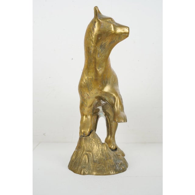 Mid 20th Century Vintage 12.875 In. Brass Bear Statue For Sale - Image 5 of 7
