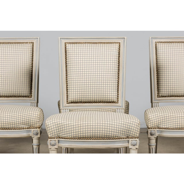 French Set of Eight French Louis XVI Style Painted Dining Chairs, Early 20th C For Sale - Image 3 of 18