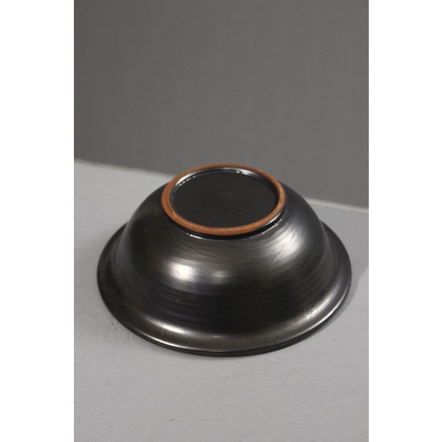 Satin Black Enamel Fruit Bowl attributed to Robert Picault for Vallauris, 1950s For Sale - Image 6 of 12