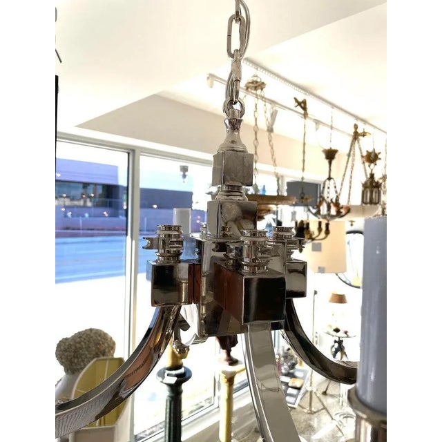 Traditional 4-Light Chandelier Nickel Plated Georgian Style For Sale - Image 3 of 13