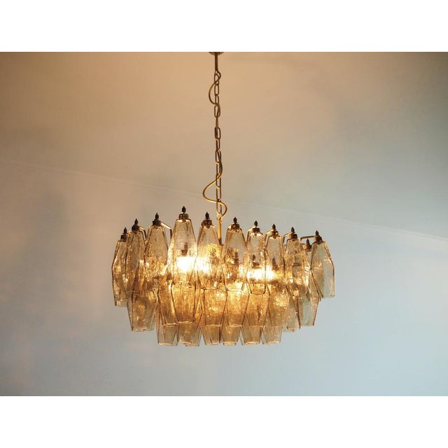 Glass Murano Poliedri Chandelier in Smoked Glasses by Carlo Scarpa, 1990 For Sale - Image 7 of 16