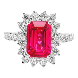 2.22 Carat Vivid-Pink Spinel Diamond 18k White Gold Ring Size 6.5