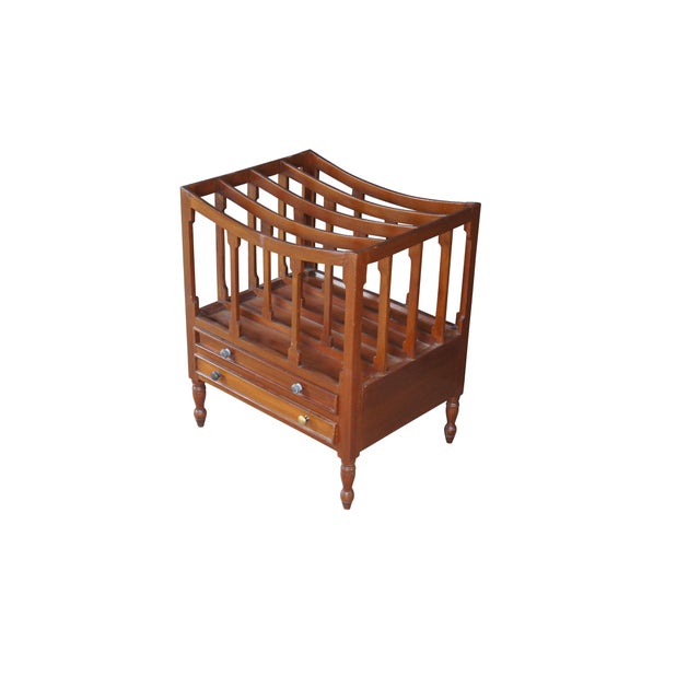 Traditional Vintage English Georgian Style Mahogany Canterbury Magazine Music Rack Drawers For Sale - Image 3 of 13