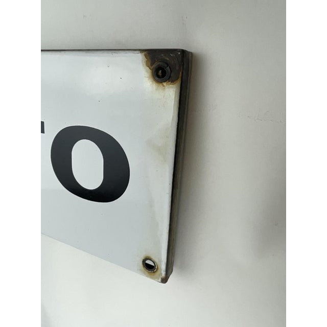 1950s Vintage Italian Black & White Enamel Il Giorno Newspaper Sign, 1950s For Sale - Image 5 of 9