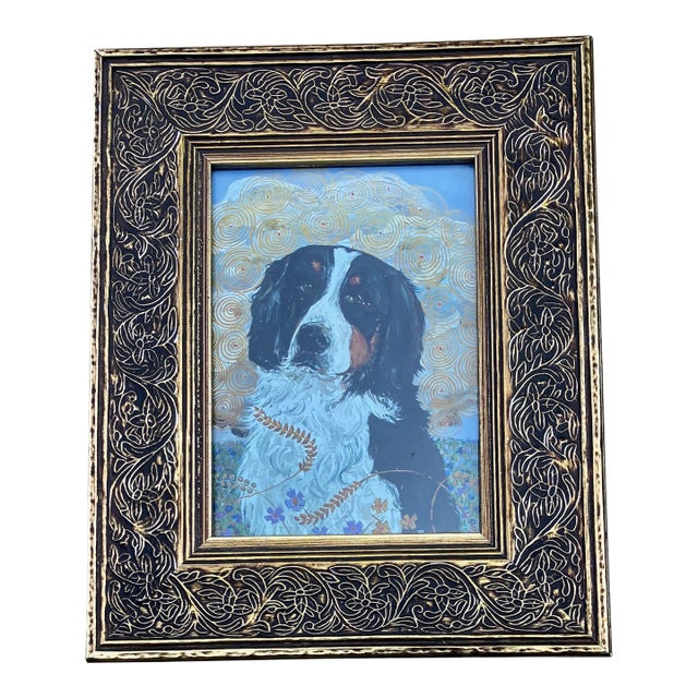 Contemporary Original Small Judy Henn Bernese Mountain Dog Print Fancy Tabletop Frame For Sale