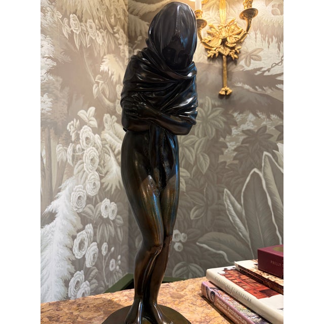 19th Century Patinated Bronze Figure of a Young Woman by Houdon For Sale - Image 10 of 12