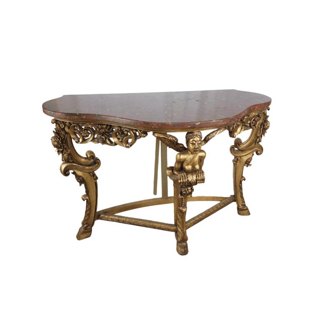 Mid 20th Century Vintage 20th Century French Semi-Round Marble Top Console Table. For Sale - Image 5 of 12