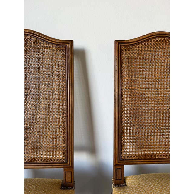 Vintage French Gilles Nouailhac Louis XV–Style Carved Wood & Cane Back Dining / Accent Chairs – Pair For Sale - Image 11 of 12