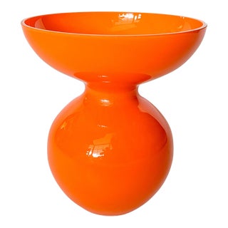 Mid-Century Scandinavian Style Contemporary Cased Orange Art Glass Vase For Sale