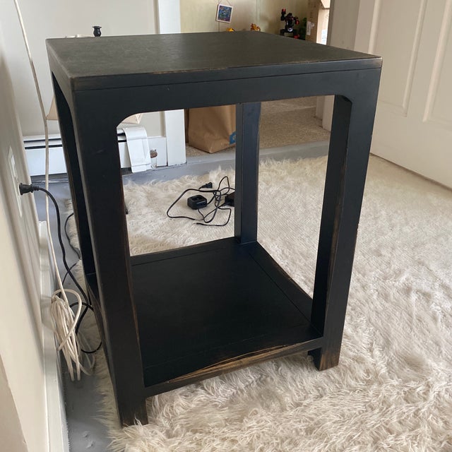 Pottery Barn Transitional Black Cube Table Chairish