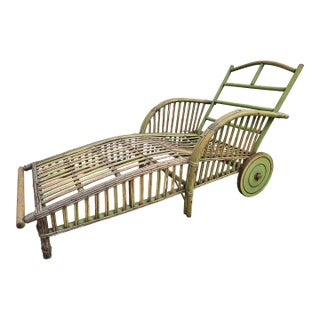 Antique Weathered Green Chaise Lounge For Sale