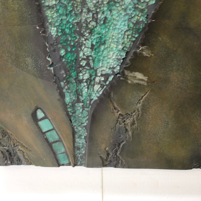 Late 20th Century Large Glass Leaves Wall Art on Faux Stone For Sale - Image 5 of 6