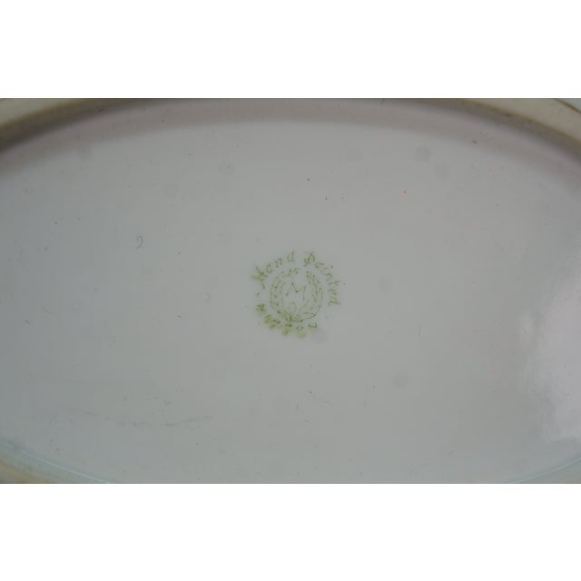 Antique Noritake Art Deco Blue & Gold Roses Oval Serving Dish Compote 8" For Sale - Image 6 of 13