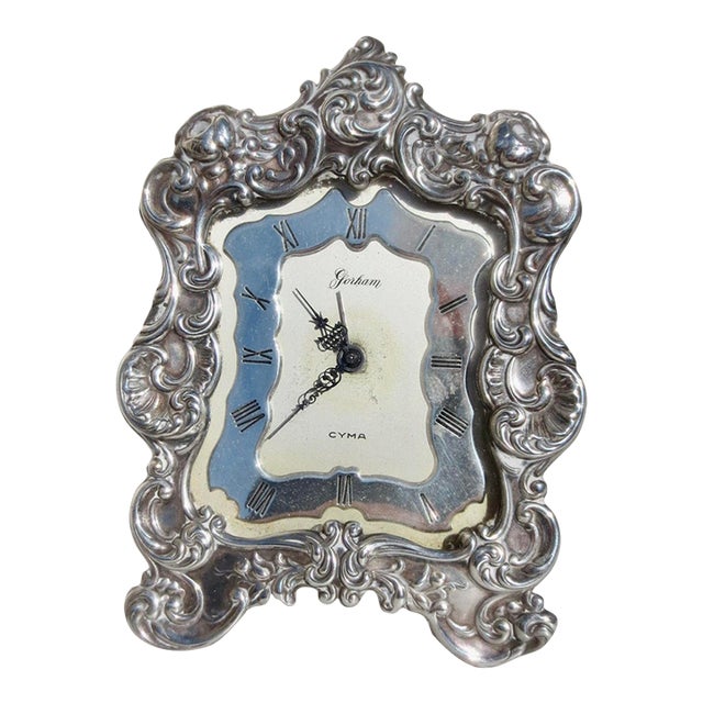 Gorhan Sterling Silver Table Alarm Clock For Sale
