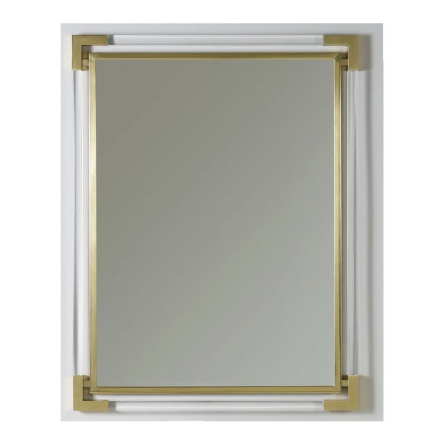 Modern History Brass Mirror With Lucite For Sale