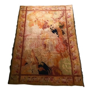 Antique Pastoral Scene Wool Tapestry For Sale