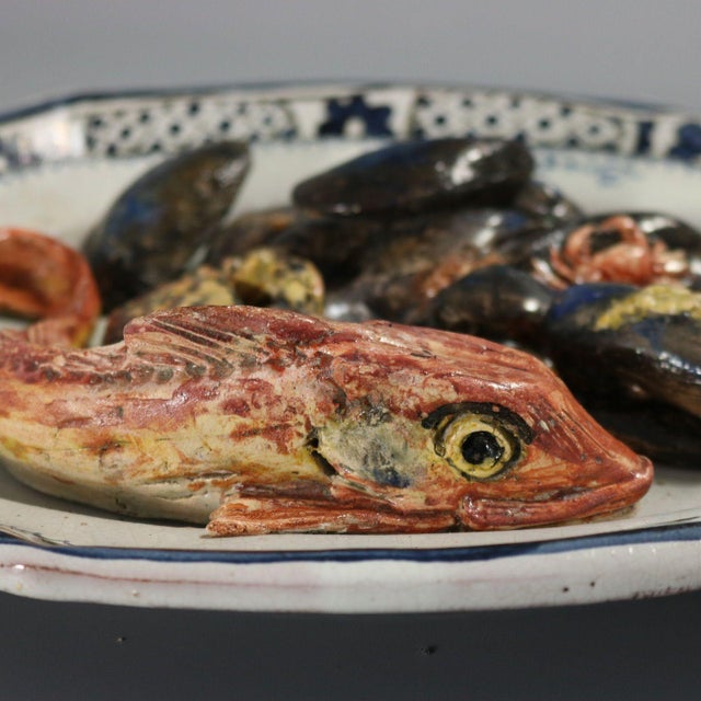 Brard French Palissy Majolica Platter With Fish and Crabs For Sale - Image 10 of 12
