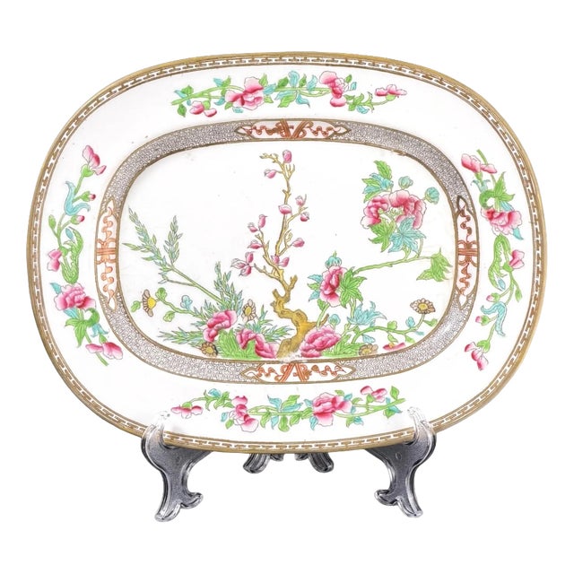 Antique English Porcelain Serving Platter from Befos, 1800s For Sale