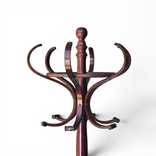 Vintage Bentwood Coat & Hat Rack, Hall Tree Thonet Style With Umbrella Ring For Sale - Image 12 of 13
