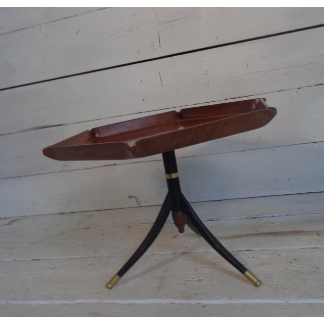Wood Curved Teak Coffee Table with Three Metal Legs attributed to Campo and Graffi, 1960s For Sale - Image 7 of 16