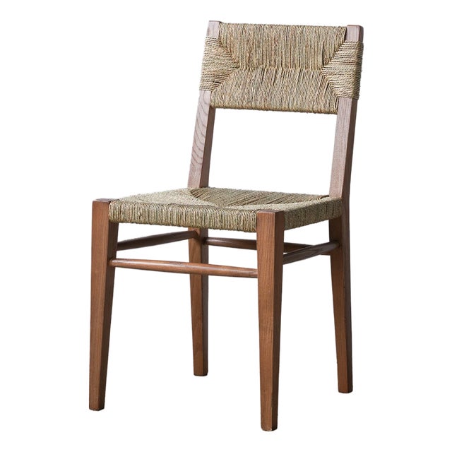 Matthew Izzo Home Brutus Elm Wood and Knit Raffia Dining Chair For Sale