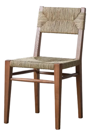 Matthew Izzo Home Brutus Elm Wood and Knit Raffia Dining Chair