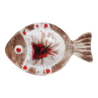 Mid-Century Vallauris-Style Studio Pottery Fish Ashtray For Sale