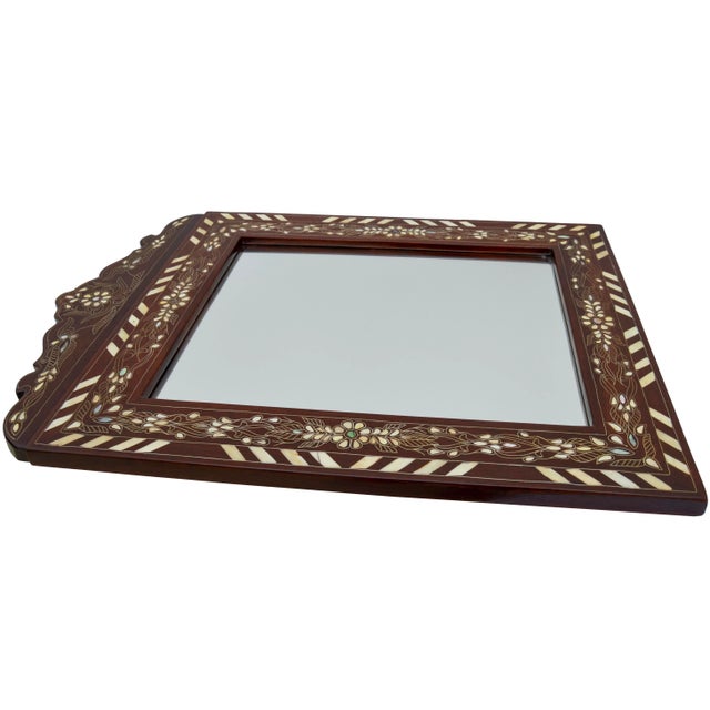 Late 20th Century Vintage Moorish-Marquetry Mother-Of-Pearl Adorned Accent Mirror For Sale - Image 5 of 7