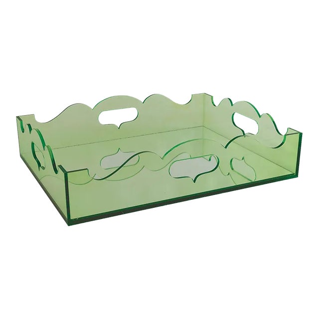 Queen Anne Green Lucite Tray For Sale