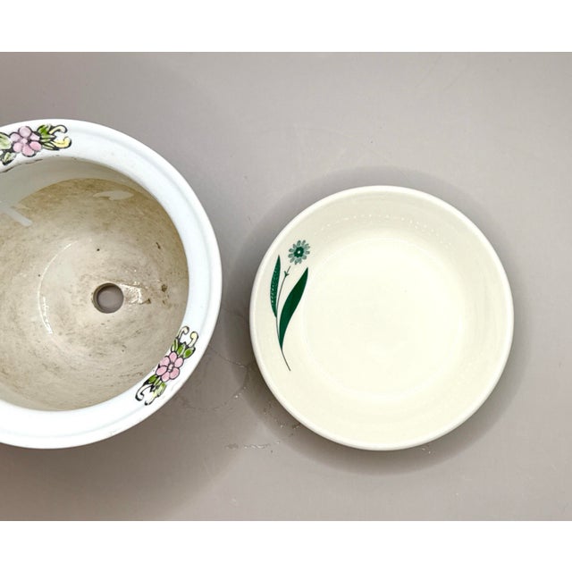 Green Floral Chinoiserie Planter With Tray For Sale - Image 9 of 10