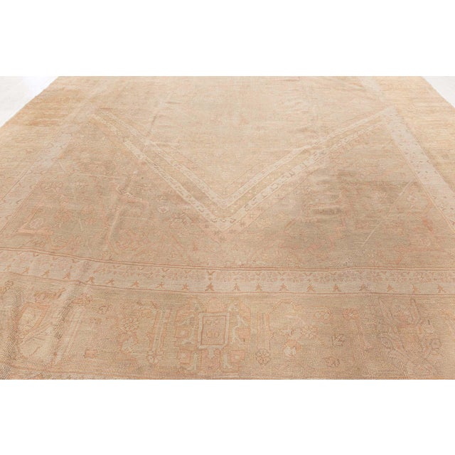 Apricot Exquisite 1880s Antique Turkish Oushak Rug in Soft Apricot and Sand Tones For Sale - Image 8 of 9