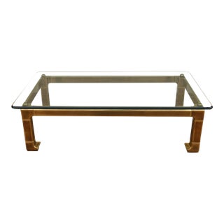 Vintage Mastercraft Brass Chinoiserie Glass Top Coffee Table, 1970s Hollywood Regency For Sale