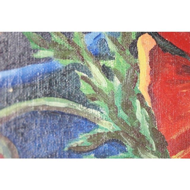 Realism Floral Still Life Original Oil on Canvas Signed 1934 For Sale - Image 3 of 6