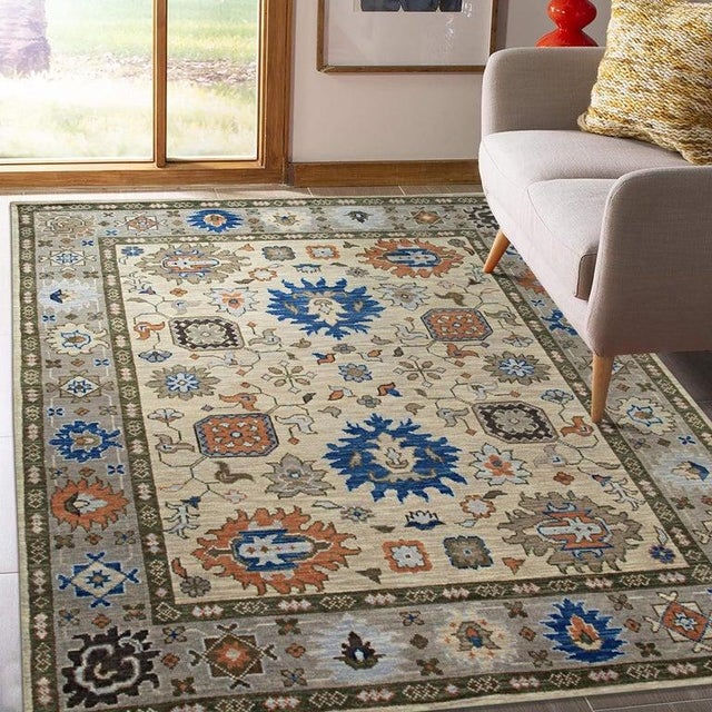 10x14 Ivory Hand-Knotted Wool Floral Symphony Classic Traditional Carpet Rug For Sale - Image 9 of 10
