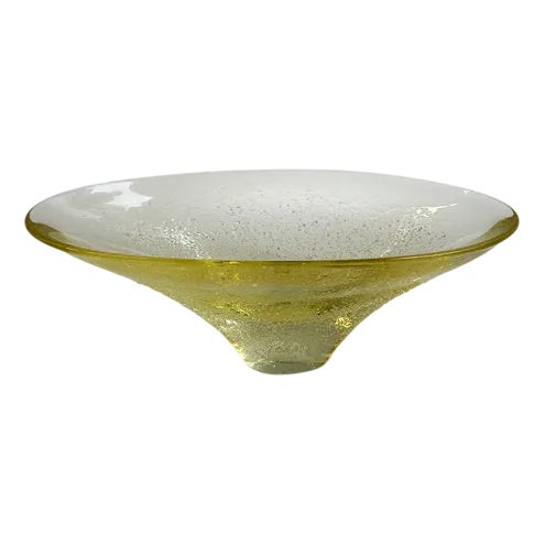 Bohemia Citrine Glass Bowl from Miroslav Klinger, 1960s For Sale