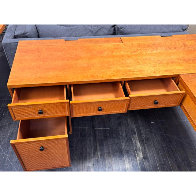 Inbox Zero Furniture Nusaiba L-Shaped Lift-Top Cane Executive Desk For Sale - Image 9 of 12
