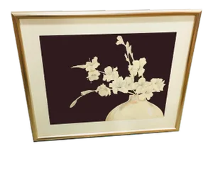 1990s Modernist Floral Still Life Numbered Silkscreen, Framed