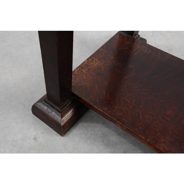 Art Deco Dark Oak Pedestal, Belgium, 1920s For Sale - Image 9 of 11
