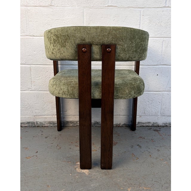 Wood Mid-Century Modern Walnut Chair With Plush Green Upholstery For Sale - Image 7 of 13