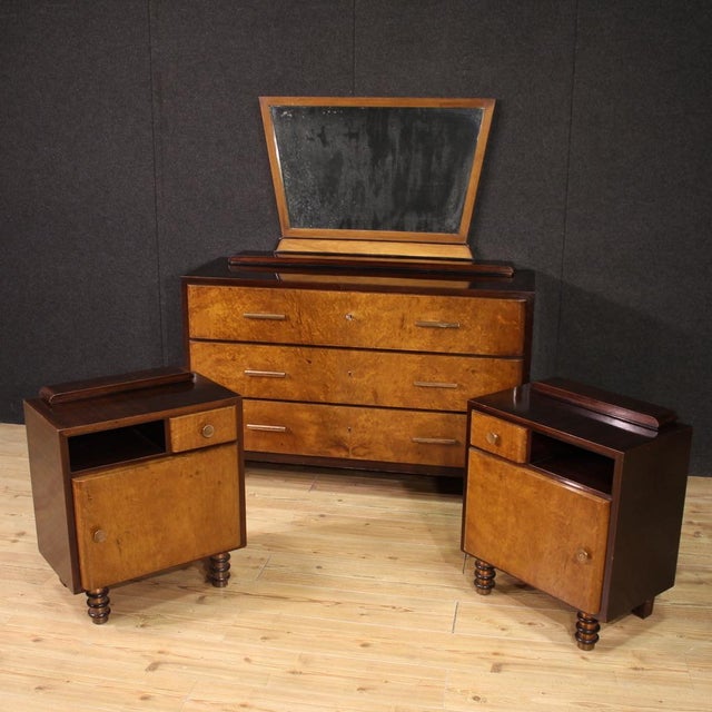 Great chest of drawers with mirror, Italy, 1960s/70s. Beautifully designed and attractively furnished furniture with...