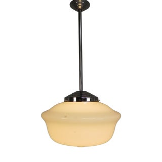 Art Deco Pendant Lamp with White Glass Shade, 1930s For Sale