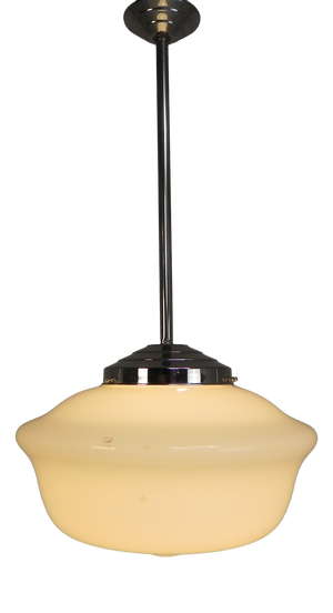 Art Deco Pendant Lamp with White Glass Shade, 1930s