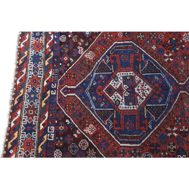 Antique Tribal Persian Rug With Geometric Medallions – Early 20th Century -5' 7'' X 6' 7'' For Sale - Image 12 of 15